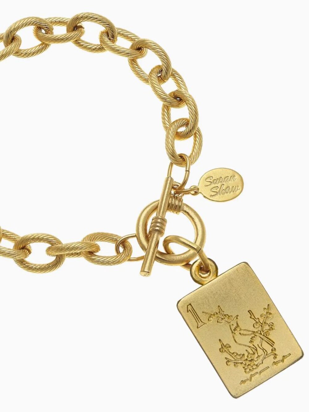 Lucky! Susan Shaw Mahjong Bird Toggle Bracelet — NWT